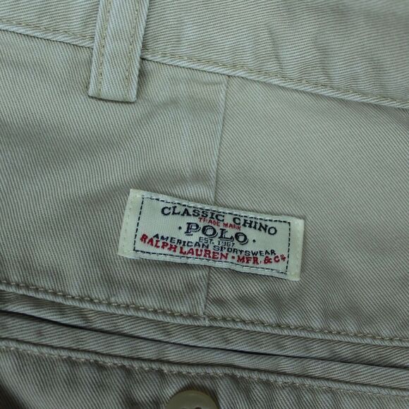 Polo Ralph Lauren Andrew Shorts Mens 34 Khaki Classic Chino 100% SOLD! - Picture 3 of 12
